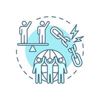 Reduced inequalities soft blue concept icon. Social equality, community. Political inclusion. Round shape line illustration. Abstract idea. Graphic design. Easy to use in infographic, presentation vector