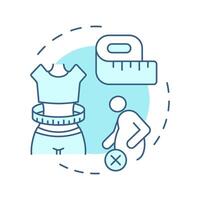Waist size soft blue concept icon. Measuring tape, human body. Obesity management. Round shape line illustration. Abstract idea. Graphic design. Easy to use in infographic, presentation vector