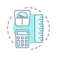 BMI soft blue concept icon. Body mass index. Fat calculation, measurement tools. Round shape line illustration. Abstract idea. Graphic design. Easy to use in infographic, presentation vector