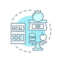 Cutting calories soft blue concept icon. Meal control, food weight. Nutrition, healthcare. Round shape line illustration. Abstract idea. Graphic design. Easy to use in infographic, presentation vector