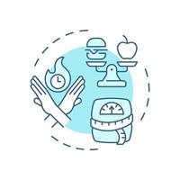 Transitional weight loss soft blue concept icon. Measuring tape, scales. Meal size. Round shape line illustration. Abstract idea. Graphic design. Easy to use in infographic, presentation vector
