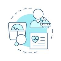 Assess soft blue concept icon. Weight control, management. Health care, diagnosis. Round shape line illustration. Abstract idea. Graphic design. Easy to use in infographic, presentation vector