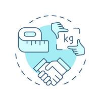 Agree soft blue concept icon. Weight measurement, management. Goal setting, milestone. Round shape line illustration. Abstract idea. Graphic design. Easy to use in infographic, presentation vector