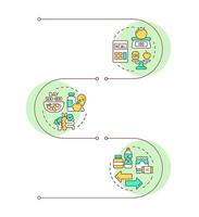 Diet program organization infographic vertical sequence. Calorie quality, healthy nutrition. Visualization infochart with 3 steps. Circles workflow vector