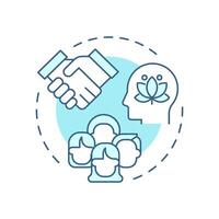 Social sustainability soft blue concept icon. Equal society, community. Teamwork, partnership. Round shape line illustration. Abstract idea. Graphic design. Easy to use in infographic vector