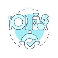 Food consumption soft blue concept icon. Dinner tableware, service. Natural products, nutrition. Round shape line illustration. Abstract idea. Graphic design. Easy to use in infographic vector