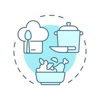 Food skills soft blue concept icon. Products preparation, tableware cleaning. Round shape line illustration. Abstract idea. Graphic design. Easy to use in infographic, presentation vector