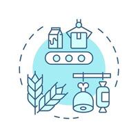 Food systems soft blue concept icon. Production technology, supply chain. Conveyor belt. Round shape line illustration. Abstract idea. Graphic design. Easy to use in infographic, presentation vector