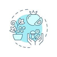 Plant-based food soft blue concept icon. Organic products, agriculture. Harvesting, farming. Round shape line illustration. Abstract idea. Graphic design. Easy to use in infographic, presentation vector
