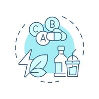 Functional beverages soft blue concept icon. Healthcare vitamins, probiotics. Healthy diet. Round shape line illustration. Abstract idea. Graphic design. Easy to use in infographic, presentation vector
