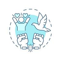 Slavery freedom soft blue concept icon. Social justice, democracy. Human rights. Round shape line illustration. Abstract idea. Graphic design. Easy to use in infographic, presentation vector