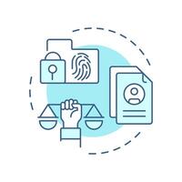 Recognition right soft blue concept icon. Personal information, biometric system. Round shape line illustration. Abstract idea. Graphic design. Easy to use in infographic, presentation vector
