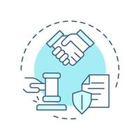 Legal remedy right soft blue concept icon. Legislation, justice. Compensation statement. Round shape line illustration. Abstract idea. Graphic design. Easy to use in infographic, presentation vector