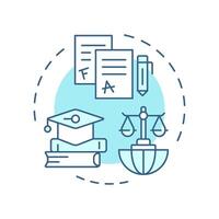 Education right soft blue concept icon. School tests, graduation. Learning, teaching. Round shape line illustration. Abstract idea. Graphic design. Easy to use in infographic, presentation vector