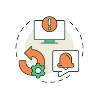 Exception reports multi color concept icon. Discrepancies between planned and actual performance. MRP output. Round shape line illustration. Abstract idea. Graphic design. Easy to use in booklet vector