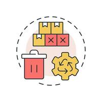 Minimizes inventory footprint multi color concept icon. Reduction in scrap and waste. Benefit of MRP II. Round shape line illustration. Abstract idea. Graphic design. Easy to use in article vector