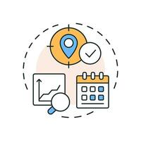 Forecast based planning multi color concept icon. Statistical models. SAP regulation with consumption analytics. Round shape line illustration. Abstract idea. Graphic design. Easy to use in booklet vector
