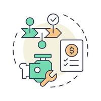 Manufacturing resource planning multi color concept icon. Efficient management of manufacturing processes. Round shape line illustration. Abstract idea. Graphic design. Easy to use in booklet vector