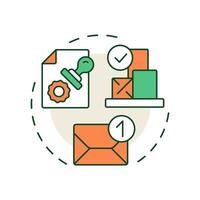 Order release notices multi color concept icon. Authorizations to commence procurement for production. MRP output. Round shape line illustration. Abstract idea. Graphic design. Easy to use in article vector