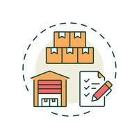 Inventory status file multi color concept icon. Record of up to date manufacturing information. MRP input. Round shape line illustration. Abstract idea. Graphic design. Easy to use in article vector