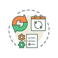 Changes to planned orders multi color concept icon. Modifications in original production schedules. MRP output. Round shape line illustration. Abstract idea. Graphic design. Easy to use in article vector