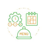 Choose time frame duo tone concept icon. Step of menu engineering. Restaurant industry management. Round two color outline illustration. Abstract design. Easy to use in promotional material vector