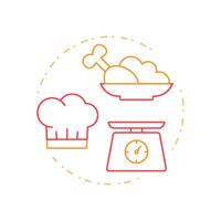 Portion control duo tone concept icon. Dished cooking strategy. Restaurant business development. Round two color outline illustration. Abstract design. Easy to use in promotional material vector