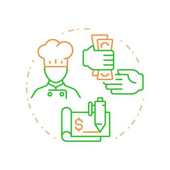 Restaurant labor costs duo tone concept icon. Staff wages regulation strategy. Operational expenses. Round two color outline illustration. Abstract design. Easy to use in presentation vector