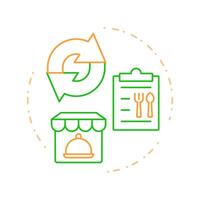 Redesign menu duo tone concept icon. Presentation of dishes. Restaurant management strategy. Round two color outline illustration. Abstract design. Easy to use in promotional material vector