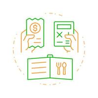 Recipe costing duo tone concept icon. Calculating expenses for dishes cooking. Menu engineering. Round two color outline illustration. Abstract design. Easy to use in presentation vector