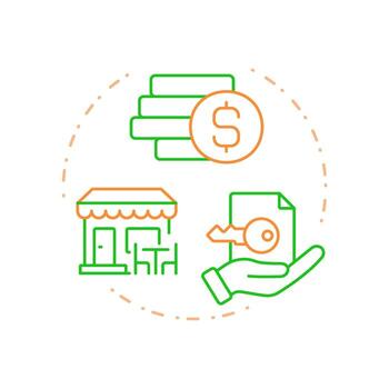 Rent and utilities duo tone concept icon. Regular payments regulation. Restaurant operational costs. Round two color outline illustration. Abstract design. Easy to use in presentation vector