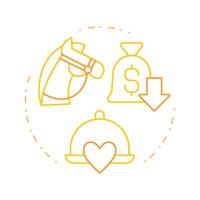 Plow horses duo tone concept icon. Low profitability high popularity. Menu engineering matrix. Round two color outline illustration. Abstract design. Easy to use in promotional material vector