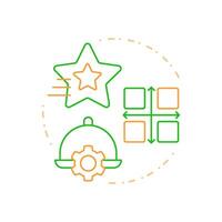 Menu engineering matrix duo tone concept icon. Dishes group categories. Restaurant business management. Round two color outline illustration. Abstract design. Easy to use in presentation vector