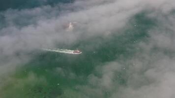 Drone view of the a tugboat in motion video