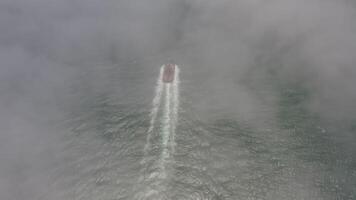 Drone view of the a tugboat in motion video