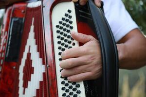Fingers Moving Fast On The Buttons Of The Accordion photo
