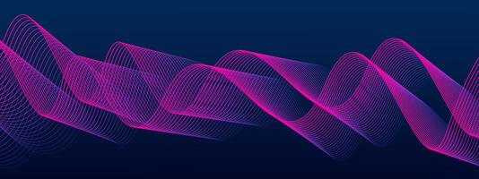Abstract dark blue background with dynamic wave lines vector