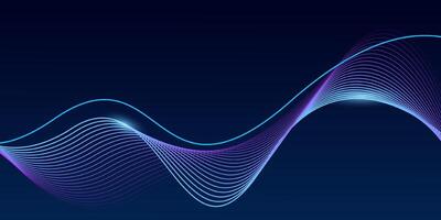 Abstract dark blue background with dynamic wave lines. vector