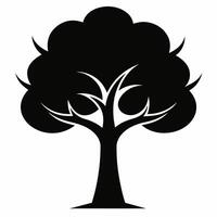 Beautiful silhouette of a tree with detailed branches and leaves. vector
