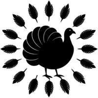 Rustic turkey with wreath design ideal for autumn and harvest projects. vector
