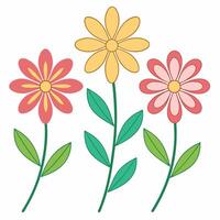 Beautiful flat flower set with vibrant colors and detailed design. vector