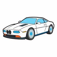 Unique car sticker art in fun cartoon style for projects. vector