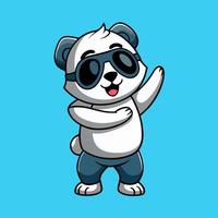Cartoon panda characters designed with a cute, kawaii style. vector