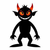 Creepy black devil illustration for creative projects vector