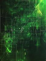 Futuristic green technology, glowing lines creating digital network photo