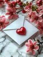 White envelope with red heart photo