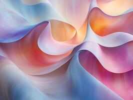Pastel colored abstract waves flowing and mixing together photo