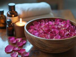 spa concept with rose petals photo