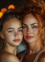 Mother and daughter embracing, sharing a tender moment together photo