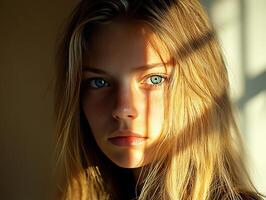 Beautiful blonde model posing photo